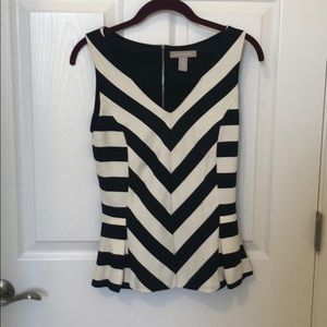 Black & White Striped Banana Republic Peplum Top